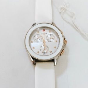 Michele White Watch With Rubber Band “Cape”